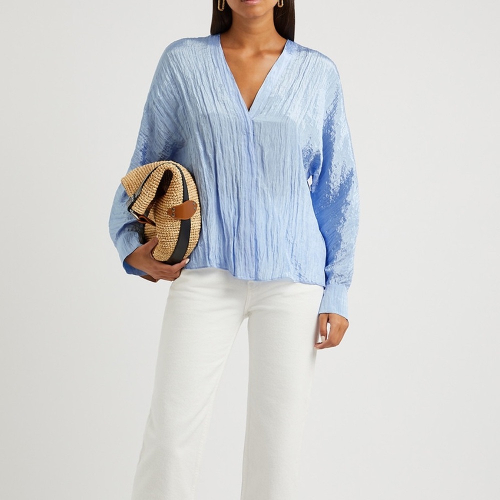 Vince Crinkle Effect V-neck blouse